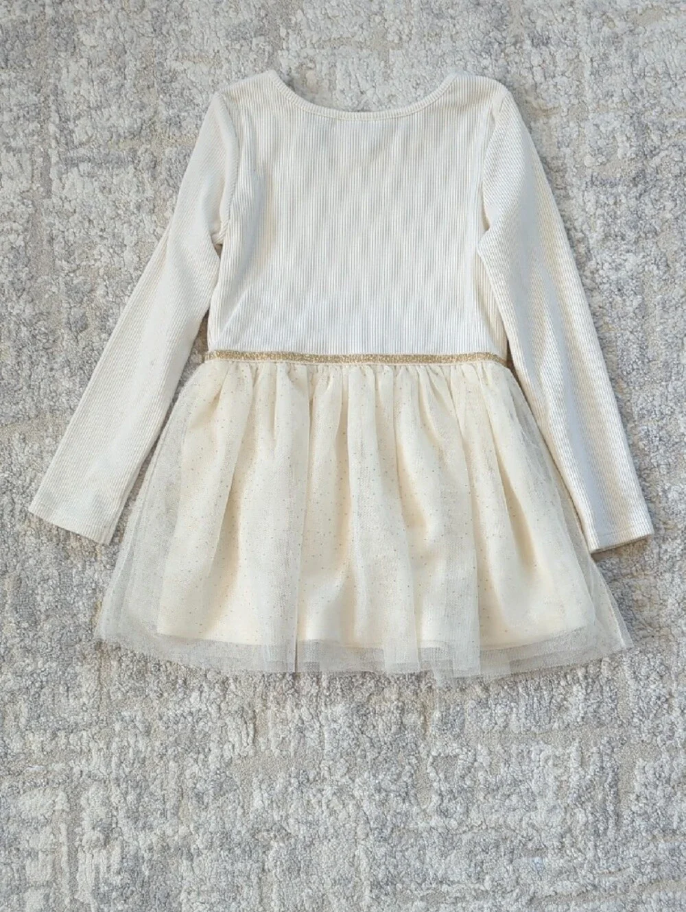 The Children's Place Cream Long-Sleeve Tulle Party Dress Size 3T